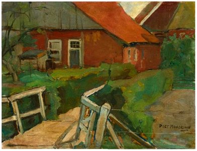 Piet Mondriaan - Farm buildings with bridge - A75 - Piet Mondrian, catalogue raisonné
