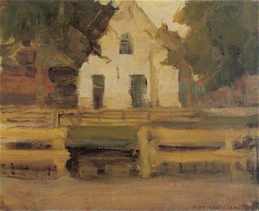 Piet Mondriaan - Gabled farmhouse façade in white - A249 - Piet Mondrian, catalogue raisonné
