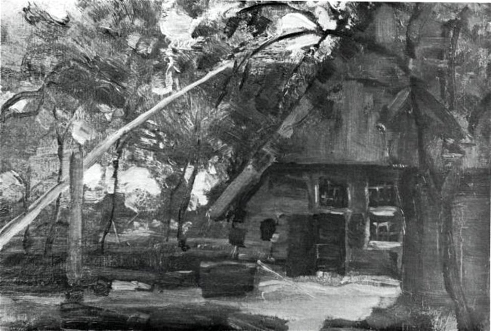 Piet Mondriaan - Farmhouse façade with well boom at left - A543 - Piet Mondrian, catalogue raisonné