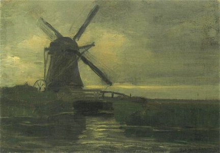 Piet Mondriaan - Broekzijder mill in the evening - A401 - Piet Mondrian, catalogue raisonné