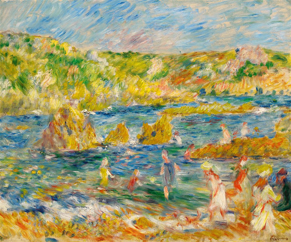 Pierre-auguste renoir rochers de guernesey avec personnages
