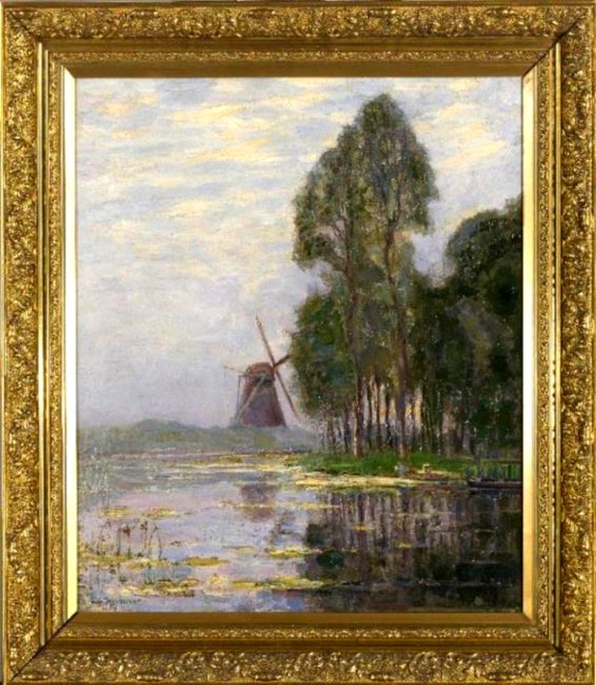 Piet Mondriaan - Mill near tall trees with bright color reflections - 0334871 - Kunstmuseum Den Haag