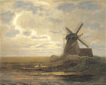 Piet Mondriaan - Oostzijdse mill with panoramic sunset, mill at right - A417 - Piet Mondrian, catalogue raisonné