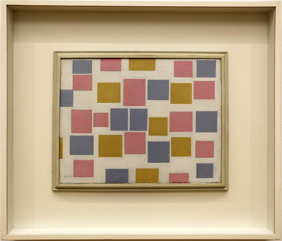Piet mondrian, composizione n. 3 con colori piatti, 1917