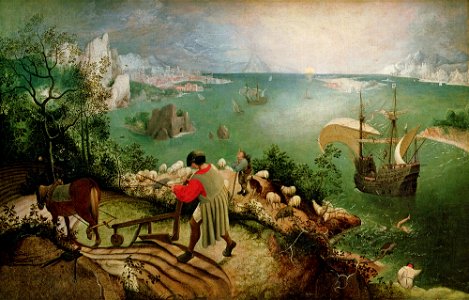 Pieter Bruegel de Oude - De val van Icarus. Free illustration for personal and commercial use.