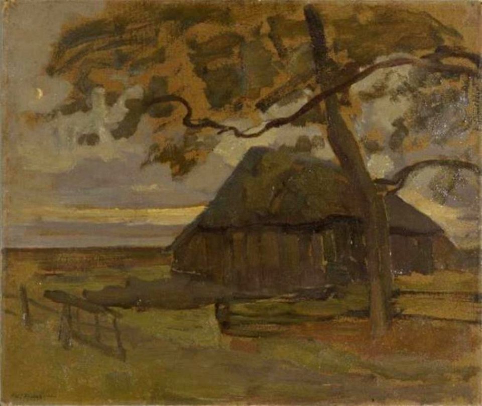 Piet Mondriaan - Sheepfold with tree at right - 0334276 - Kunstmuseum Den Haag