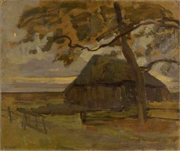Piet Mondriaan - Sheepfold with tree at right - 0334276 - Kunstmuseum Den Haag