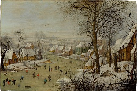 Pieter Brueghel de Jonge - Winterlandschap met vogelval (Christie's 2013). Free illustration for personal and commercial use.