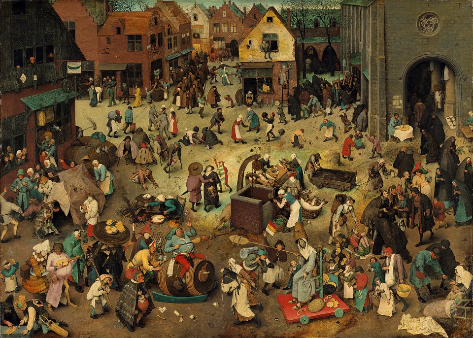 Pieter Bruegel d. Ä., , Kunsthistorisches Museum Wien, Gemäldegalerie - Kampf zwischen Fasching und Fasten - GG 1016 - Kunsthistorisches Museum