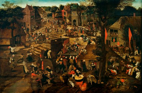Pieter Brueghel II (The Younger) - A Village Fair (Village festival in Honour of Saint Hubert and Saint Anthony) - Google Art Project. Free illustration for personal and commercial use.