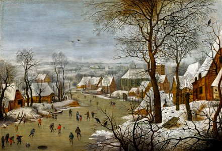 Pieter Brueghel II - Winter Landscape with a Bird Trap, Ertz E685 - 002L19033 9Z9XB post restoration. Free illustration for personal and commercial use.