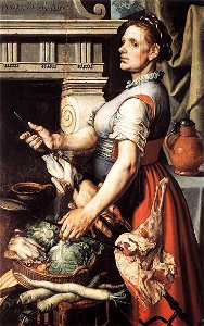 Pieter Aertsen - Cook in front of the Stove - WGA00057. Free illustration for personal and commercial use.