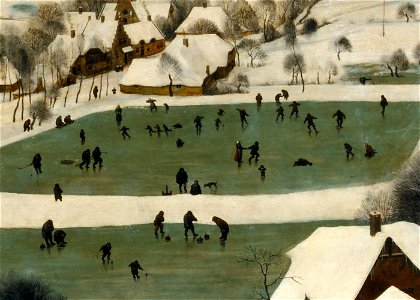 Pieter Bruegel the Elder - Hunters in the Snow (Detail, Winter Games). Free illustration for personal and commercial use.