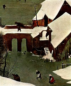 Pieter Bruegel the Elder - The Hunters in the Snow (detail) - WGA3437. Free illustration for personal and commercial use.