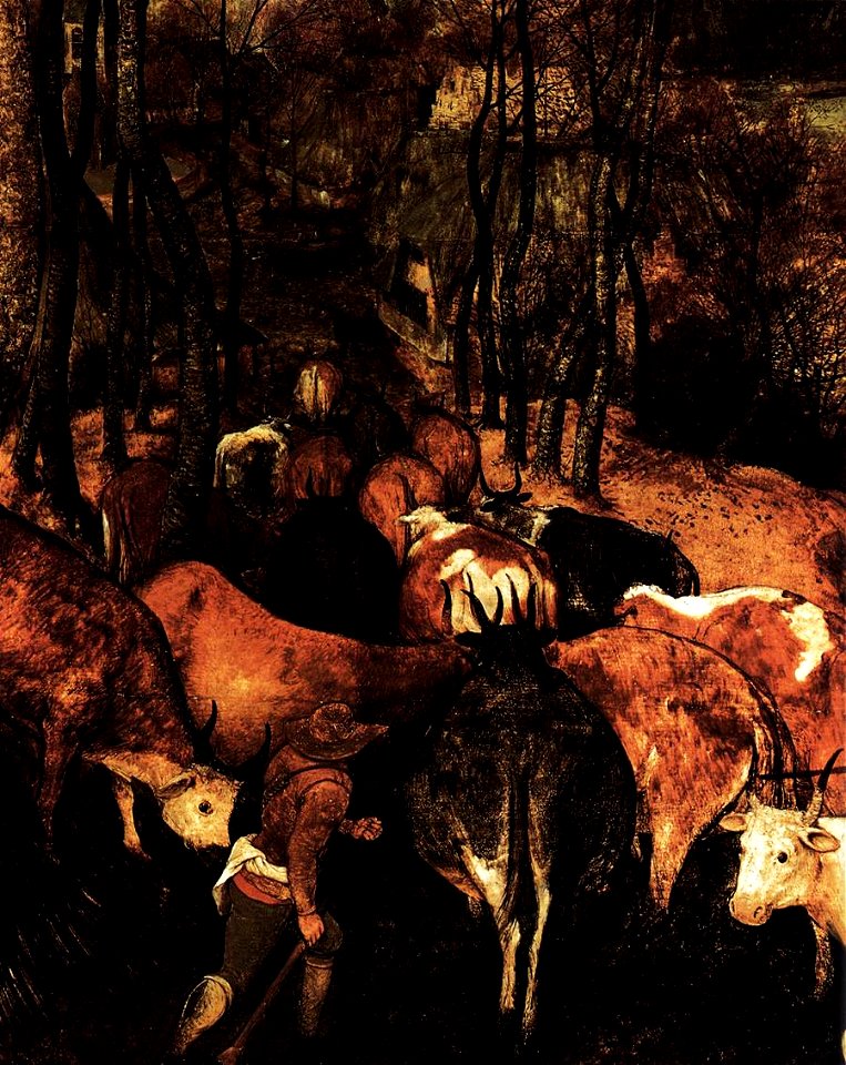 Pieter Bruegel the Elder - The Return of the Herd (detail) - WGA3458
