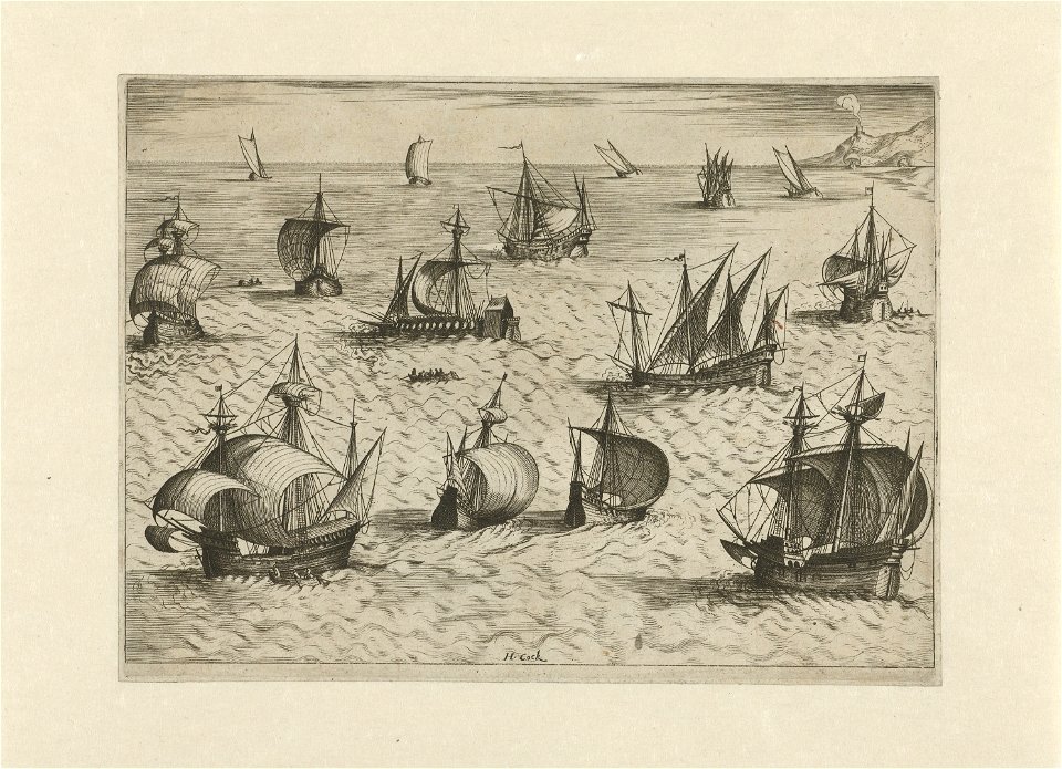 Pieter Brueghel I - Sixteen Boats of Different Structure, c. 1565 RP-P-1997-159