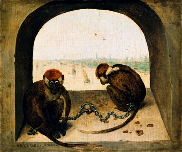 Pieter Bruegel de Oude - Twee geketend apen