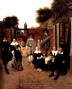 Pieter de Hooch - Portrait of a Family in a Courrtyard in Delft - WGA11696