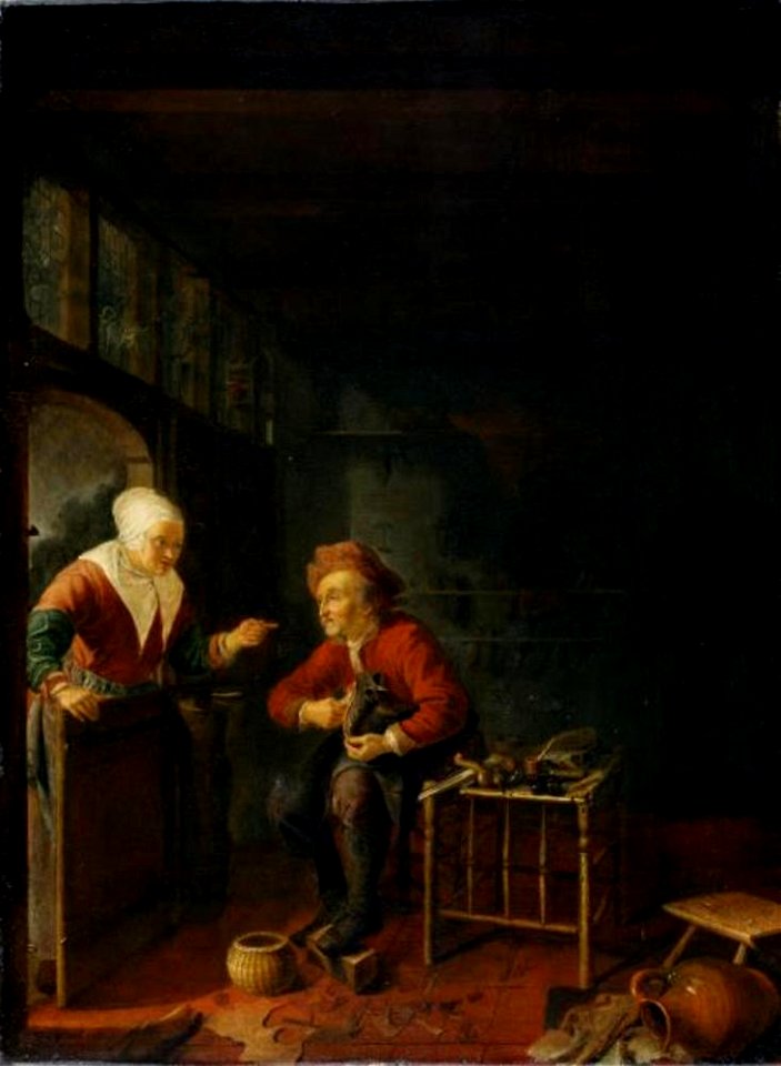Pieter Cornelisz. van Slingelandt - Een schoenmaker in zijn werkplaats - G 138 - Staatliches Museum Schwerin