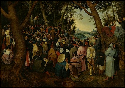 Pieter Brueghel (II) - St John the Baptist Preaching, Groeningemuseum. Free illustration for personal and commercial use.