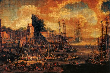 Pieter Casteels II - View of an Imaginary Port or Maritime View