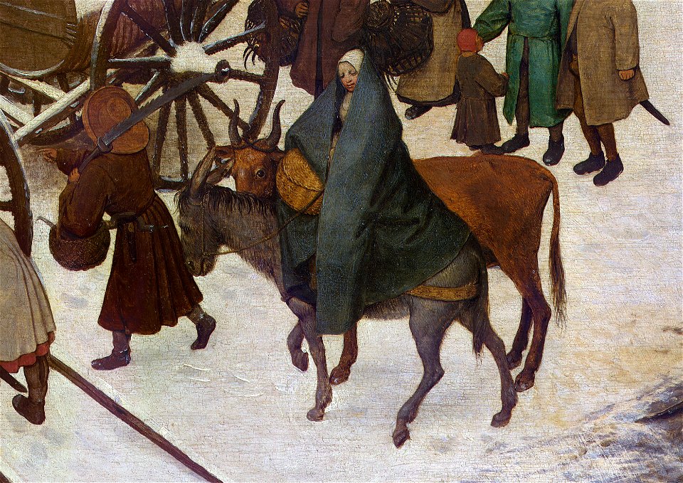 Pieter Bruegel der Ältere - Volkszählung zu Bethlehem (Maria und Josef)
