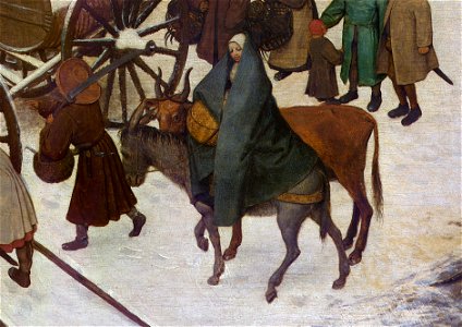 Pieter Bruegel der Ältere - Volkszählung zu Bethlehem (Maria und Josef)
