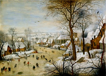 Pieter Brueghel, the Younger - Winter Landscape with Bird Trap - Google Art Project. Free illustration for personal and commercial use.