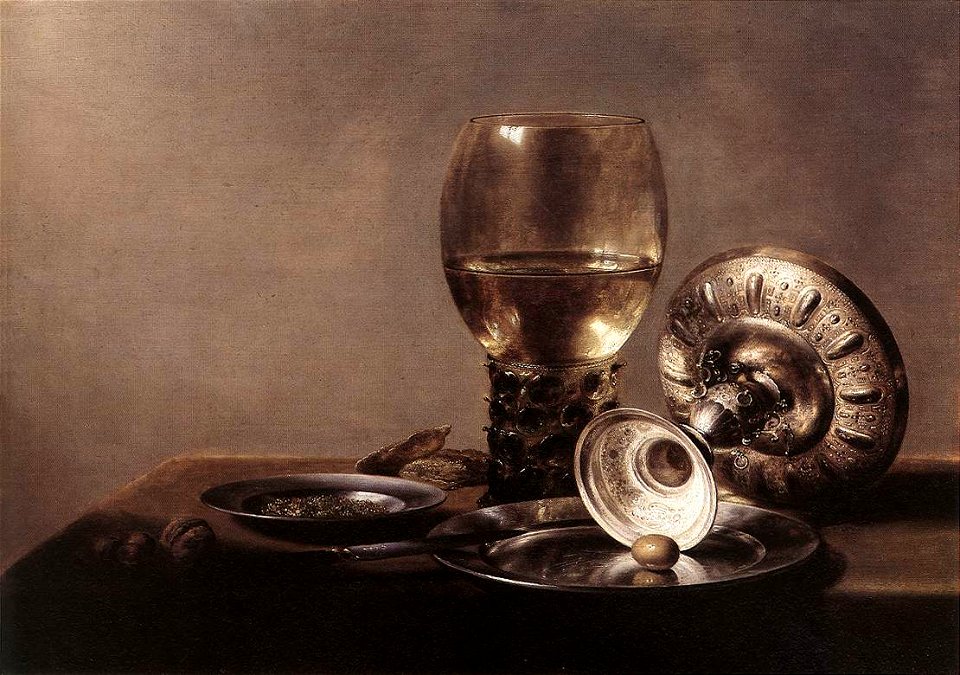 Pieter Claesz. - Still-life with Wine Glass and Silver Bowl - WGA4963