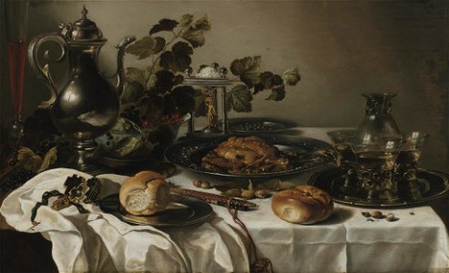 Pieter Claesz - Banquet Still Life with Ewer and Bread 1940 1 5. Free illustration for personal and commercial use.