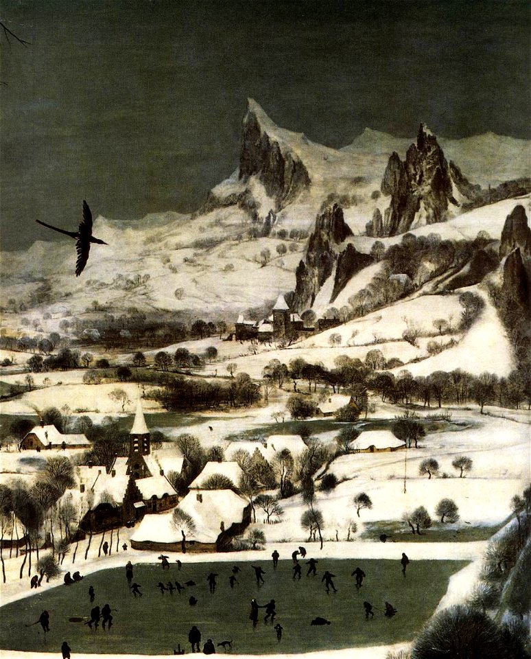 Pieter Bruegel the Elder - The Hunters in the Snow (detail) - WGA3435. Free illustration for personal and commercial use.