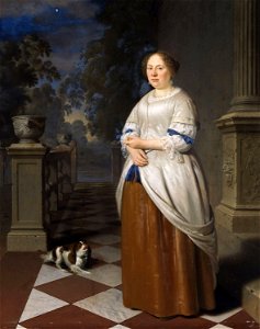 Pieter Cornelisz van Slingelandt - Portrait of Anna Splinter wife of Johan Hulshout