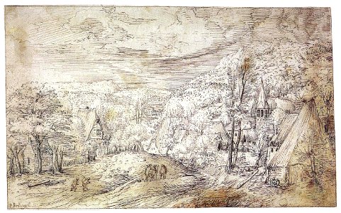Pieter Bruegel the Elder - Path through a Village - ca. 1552