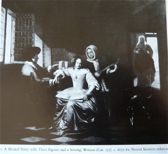 Pieter de Hooch - A Musical Party with Three Figures and Serving Woman