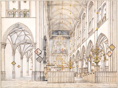 Pieter Janszoon Saenredam - Interior of the Church of St. Lawrence (Groote Kerk or Great Church) in Alkmaar, 1661 - Google Art Project