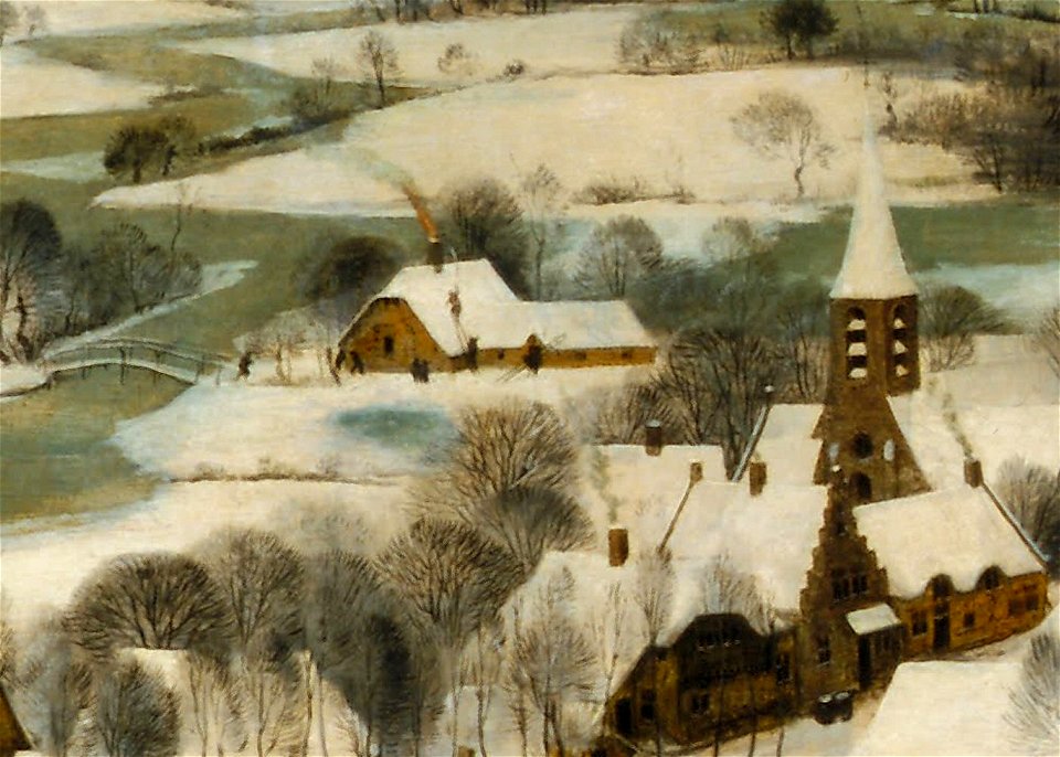 Pieter Bruegel the Elder - Hunters in the Snow (Detail, Chimney Fire)