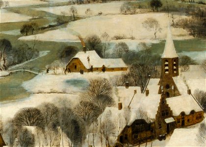 Pieter Bruegel the Elder - Hunters in the Snow (Detail, Chimney Fire)