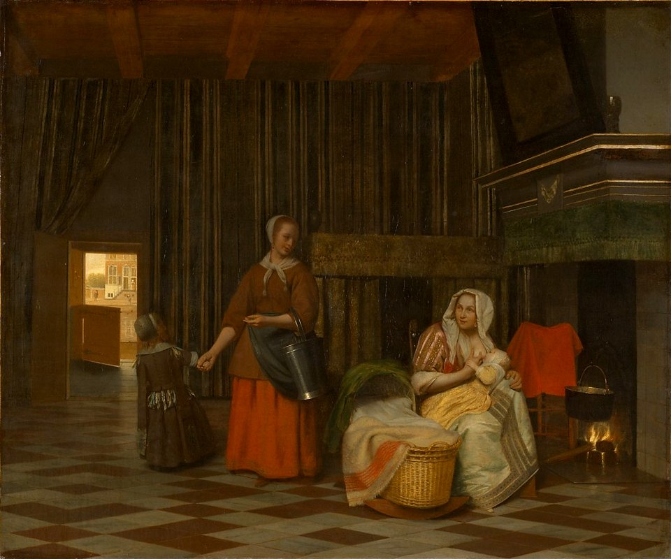Pieter de Hooch, , Kunsthistorisches Museum Wien, Gemäldegalerie - Frau mit Kind und Dienstmagd - GG 5976 - Kunsthistorisches Museum