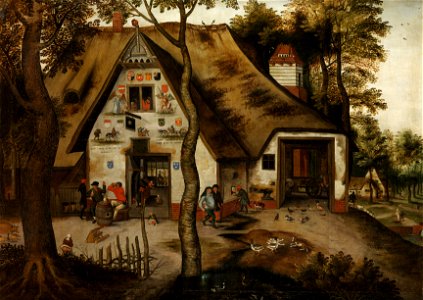 Pieter Brueghel de Jonge - Dorp scène met een taverne in St. Michael