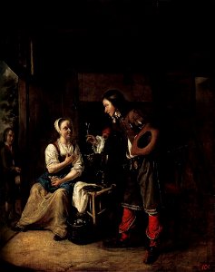 Pieter de Hooch - Man Offering a Glass of Wine to a Woman