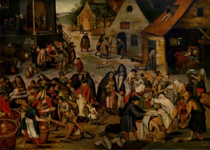 Pieter Brueghel de Jonge - De werken van barmhartigheid (KMSKA). Free illustration for personal and commercial use.