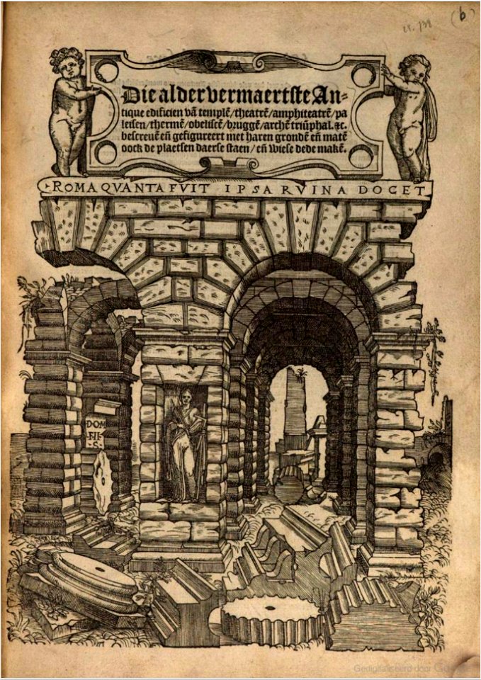 Pieter Coecke van Aelst - Title page of the translation of den eersten (vijfsten boeck van architecturen Sebastian Serlij