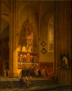 Pieter Frans de Noter - Albrecht Dürer voor het veelluik met de Aanbidding van het Lam Gods door Hubert en Jan van Eyck - 0156 - Rijksmuseum Twenthe