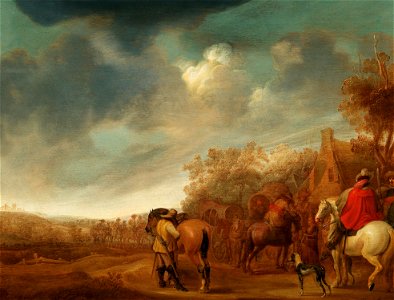 Pieter de Neyn Berittene Soldaten vor einem Gasthaus