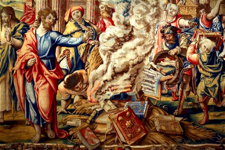 Pieter Coecke van Aelst - Story of Saint Paul - The Burning of the Books at Ephesus (detail)