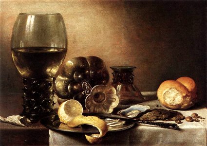 Pieter Claesz. - Still-Life with Oysters - WGA04964. Free illustration for personal and commercial use.