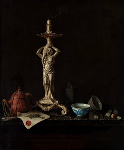 Pieter Gerritsz. van Roestraeten - Stilleven met zilveren kandelaar - St 131 - Museum Boijmans Van Beuningen