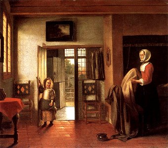 Pieter de Hooch - The Bedroom - WGA11695. Free illustration for personal and commercial use.