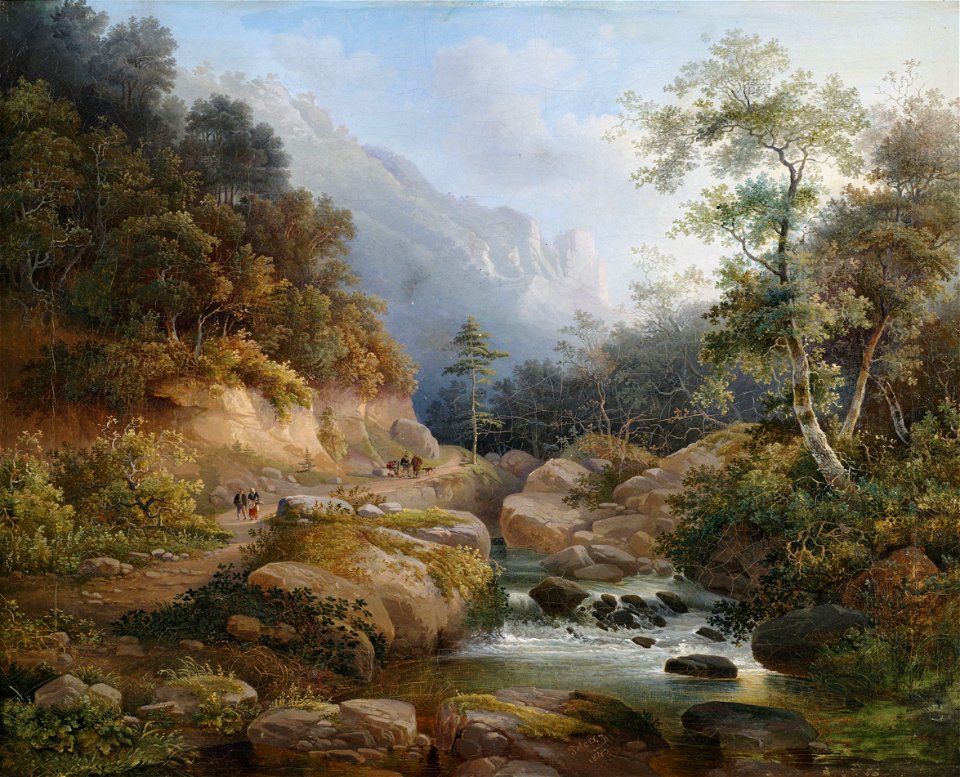 Pieter Francis Peters Gebirgige Flusslandschaft