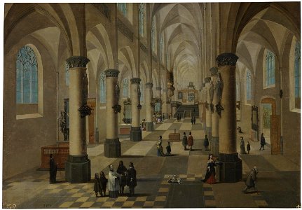 Pieter Neefs the Elder, Frans Francken III - Interior of a church in Flanders